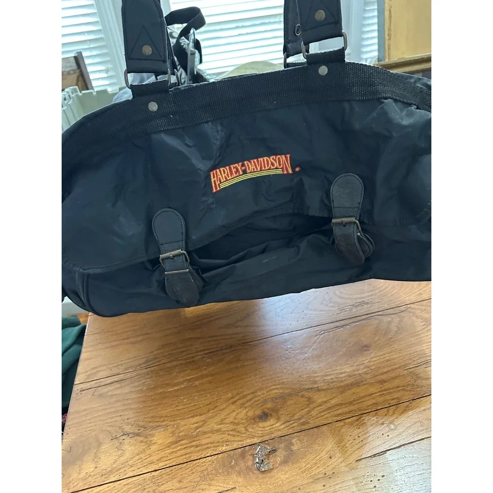vtg 1990's black‎ harley davidson duffle bag